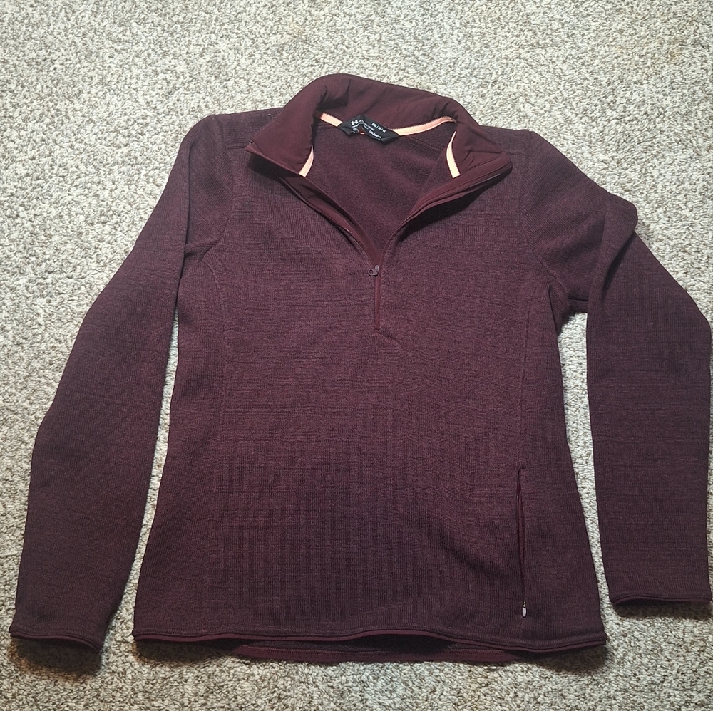 Under Armour Sweater Sweatshirt Women's Medium Half Zip Pullover Burgundy Loose